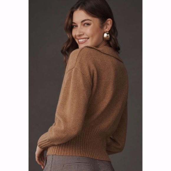 NEW Anthropologie Reformation Beckie Cashmere Collared Sweater Panko XL - Picture 3 of 16